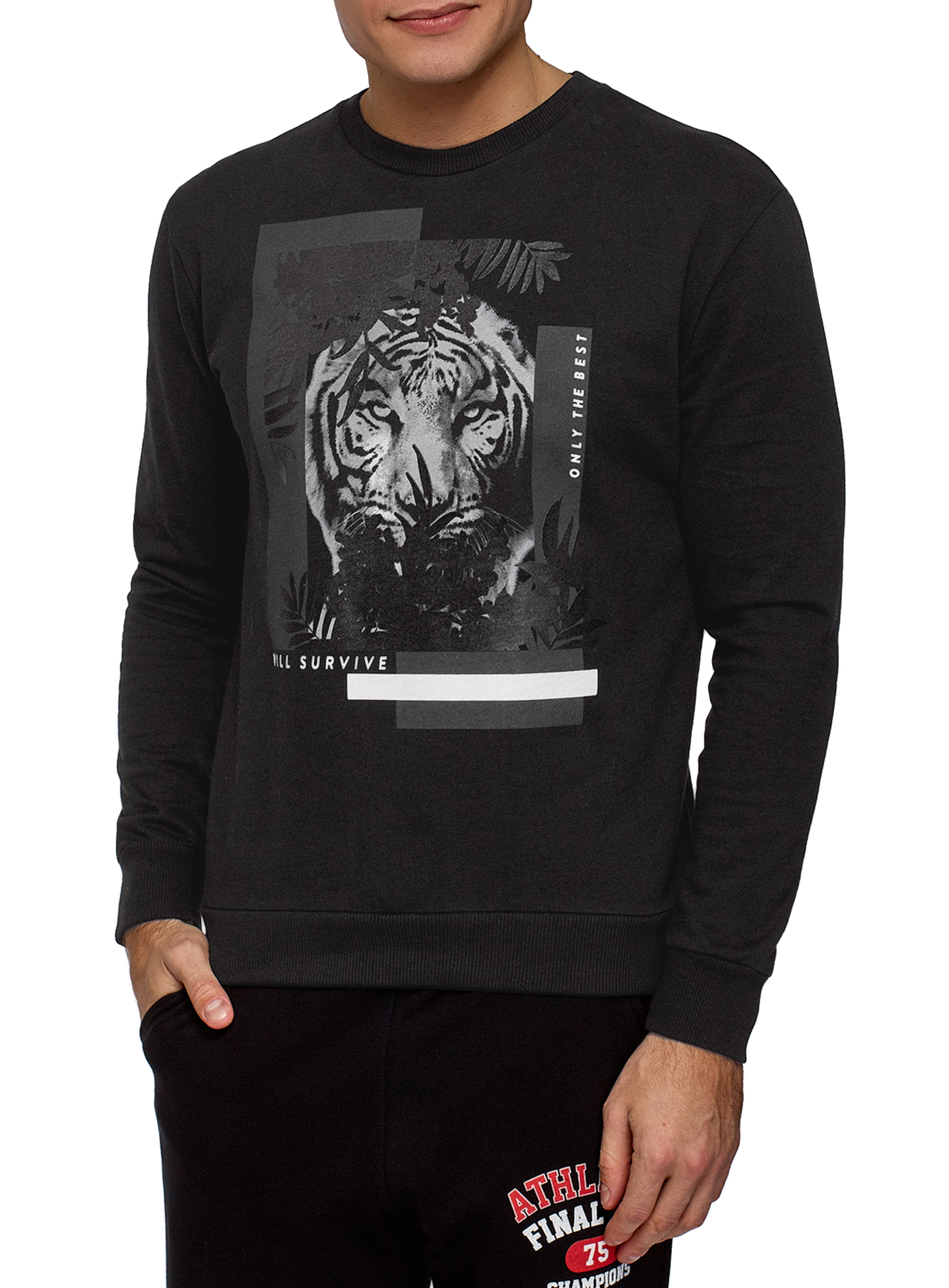 

Свитшот мужской oodji 5L123009I-4 черный M, 5L123009I-4