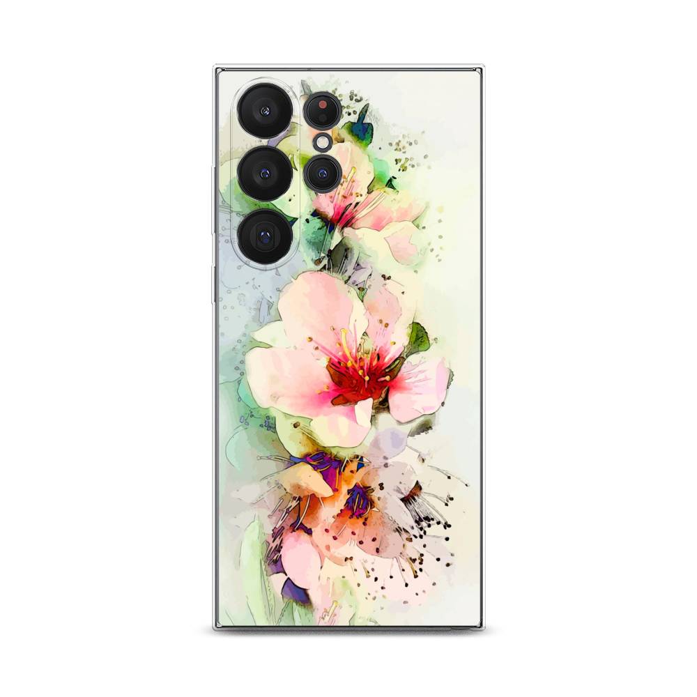 

Чехол на Samsung Galaxy S23 Ultra 5G "Нежные цветы", Зеленый;розовый, 2107550-2