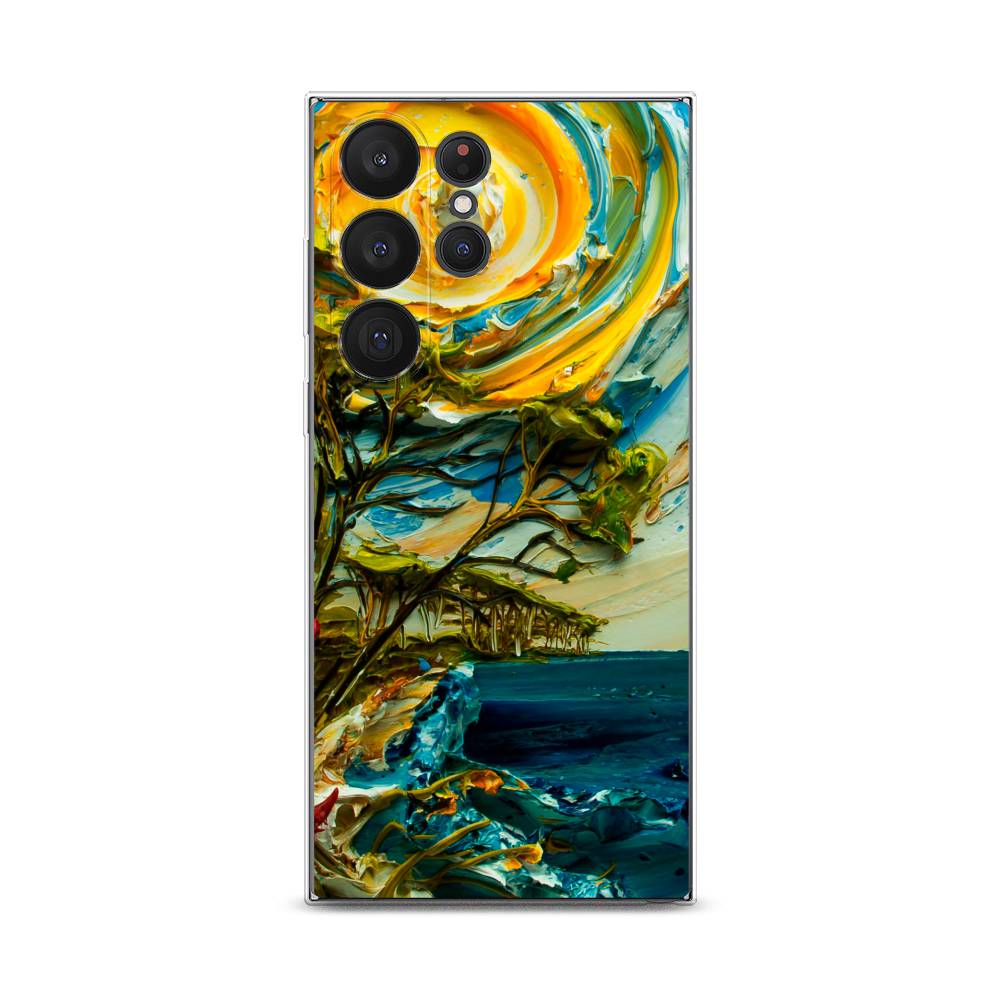 

Чехол на Samsung Galaxy S23 Ultra 5G "Солнце живопись", Желтый;синий, 2107550-4