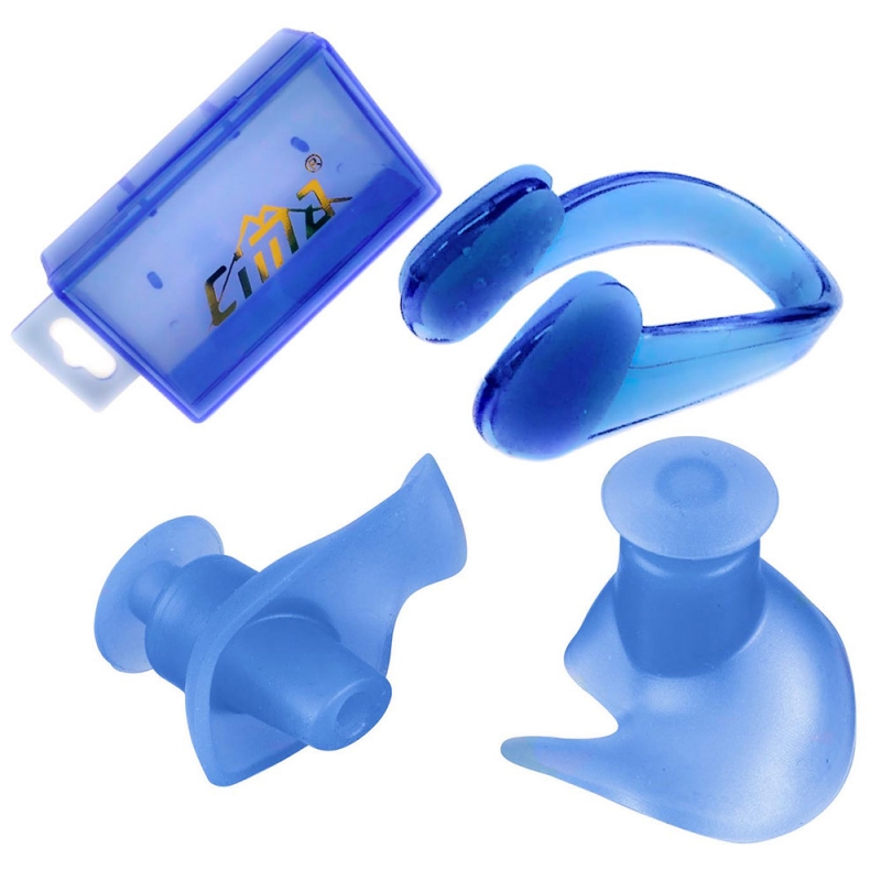 Комплект беруши + зажим для носа Спортекс C33425-1 синий