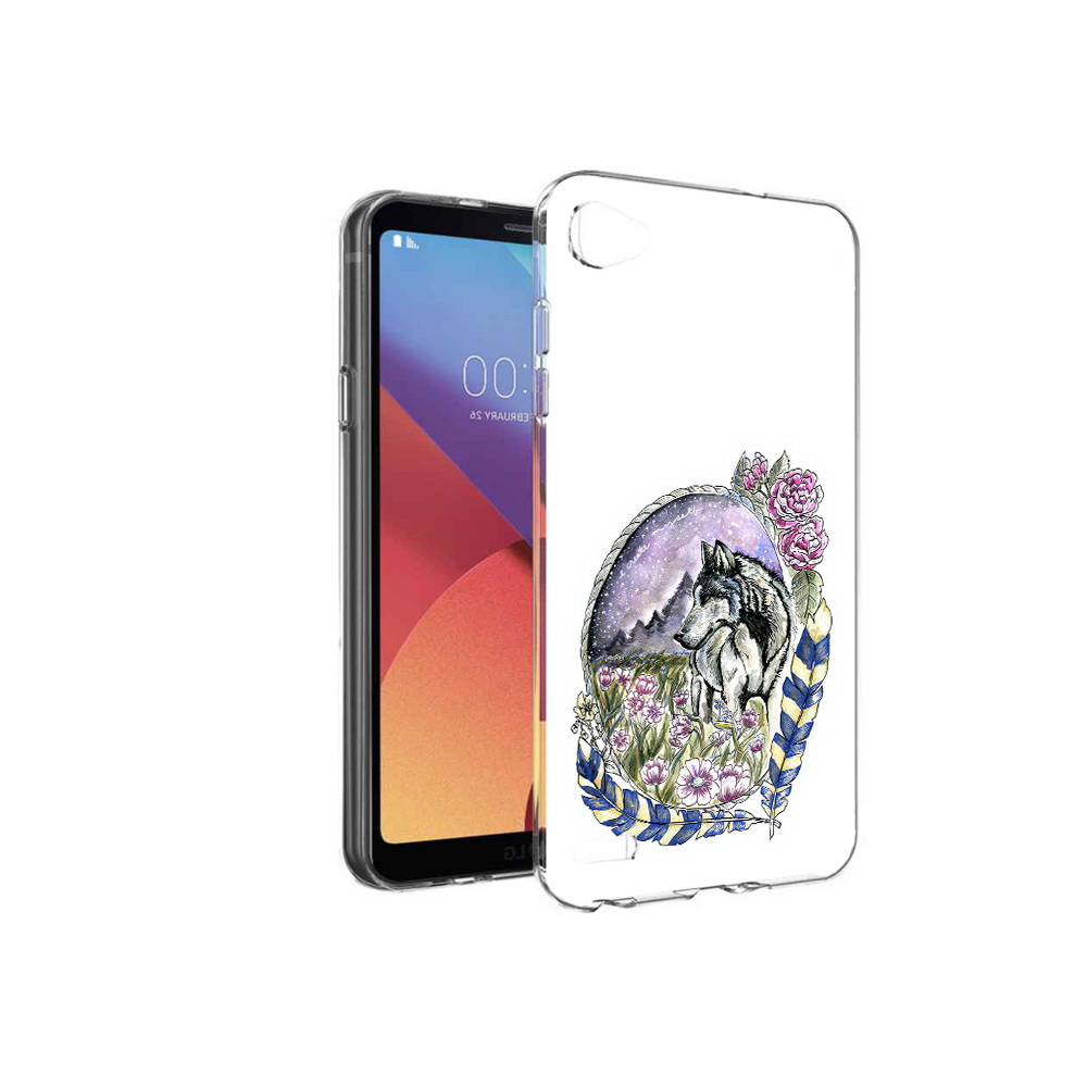 

Чехол MyPads Tocco для LG G6 mini нарисованный волк в цветах с перьями, Прозрачный, Tocco