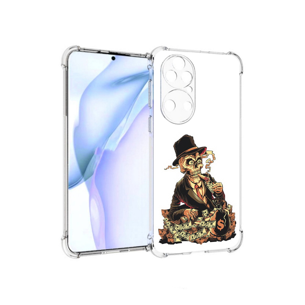 

Чехол MyPads Tocco для Huawei P50 нарисованный череп с сигаретой, Прозрачный, Tocco