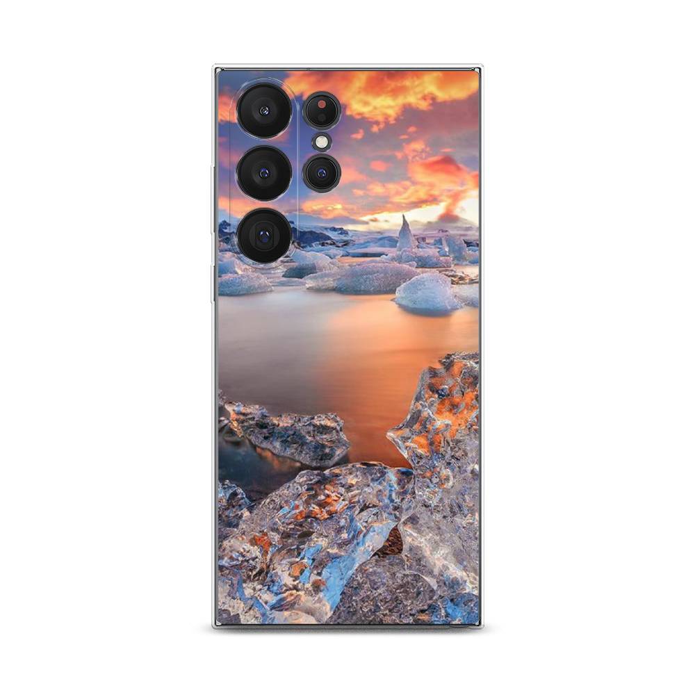 

Чехол на Samsung Galaxy S23 Ultra 5G "Ледники", Синий;оранжевый, 2107550-2