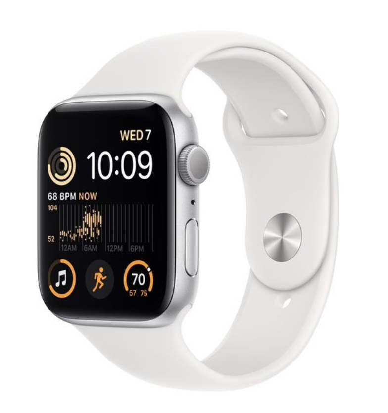 Умные часы  Apple Watch SE2, 44 мм, M/L, White sport band, Silver Aluminium (MNTJ3)