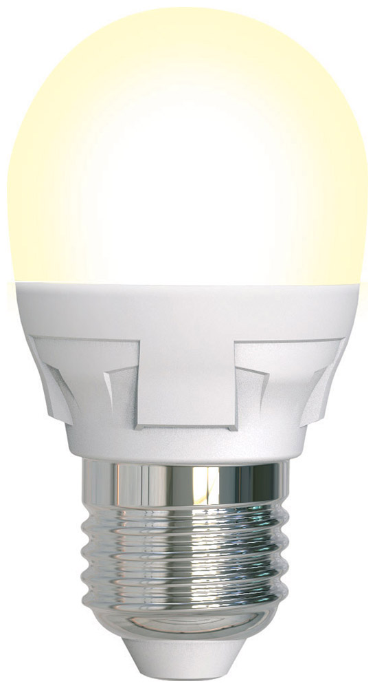 фото Лампа uniel led-g45-7w/3000k/e27/fr/dim plp01wh диммируемая «шар» матовая (3000k) 004303