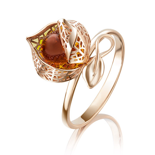 

Кольцо из золота р. 19,5 PLATINA jewelry 01-5074-00-271-1110-58, янтарь\эмаль, 01-5074-00-271-1110-58