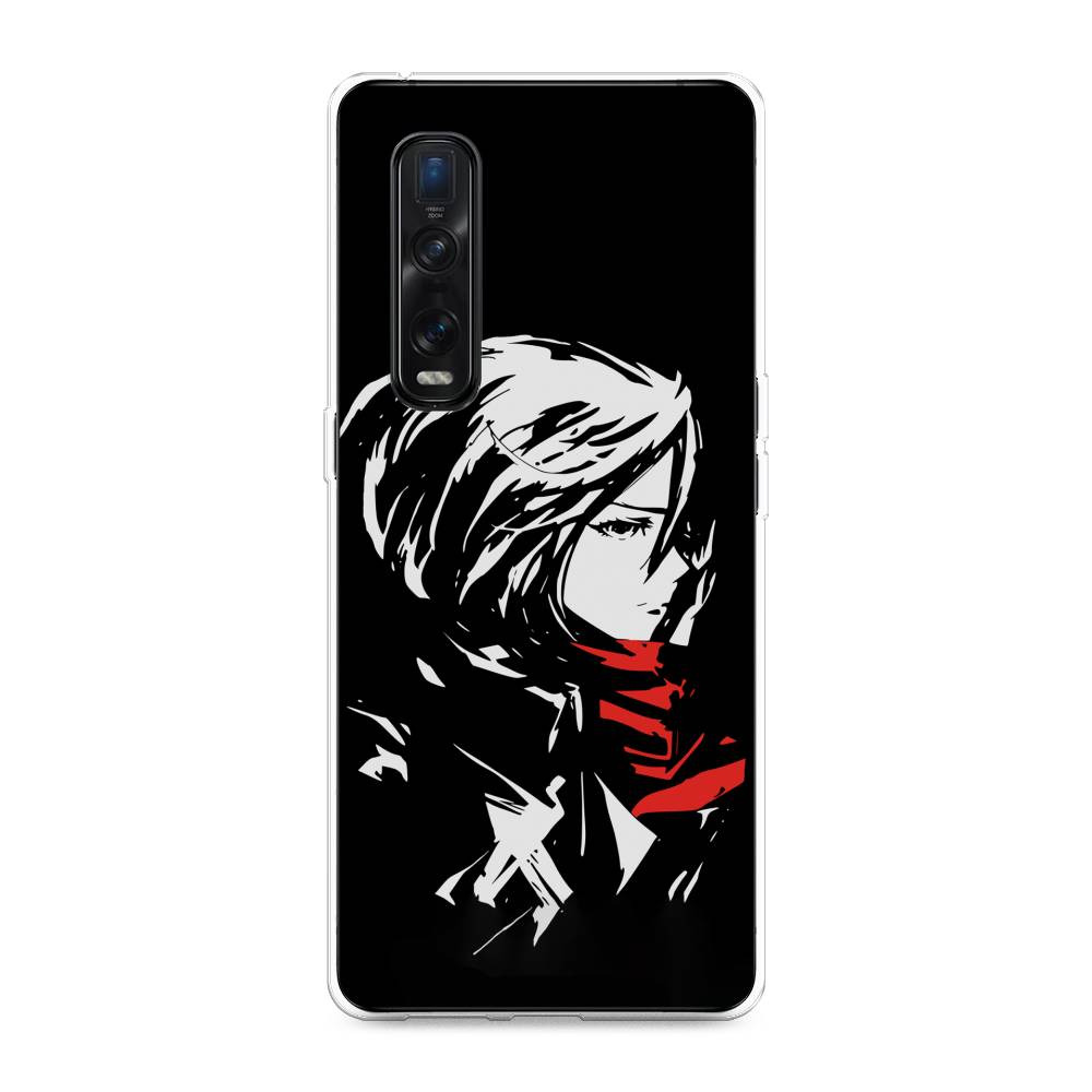 

Чехол для Oppo Find X2 Pro "Микаса минимализм", Черный;серый;красный, 253350-4
