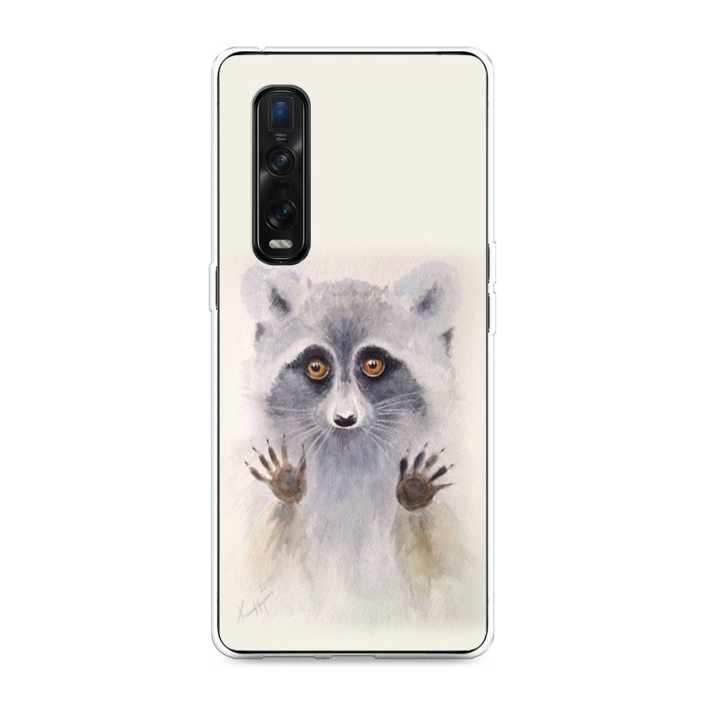 

Чехол для Oppo Find X2 Pro "Енот за стеклом", Бежевый;серый, 253350-4