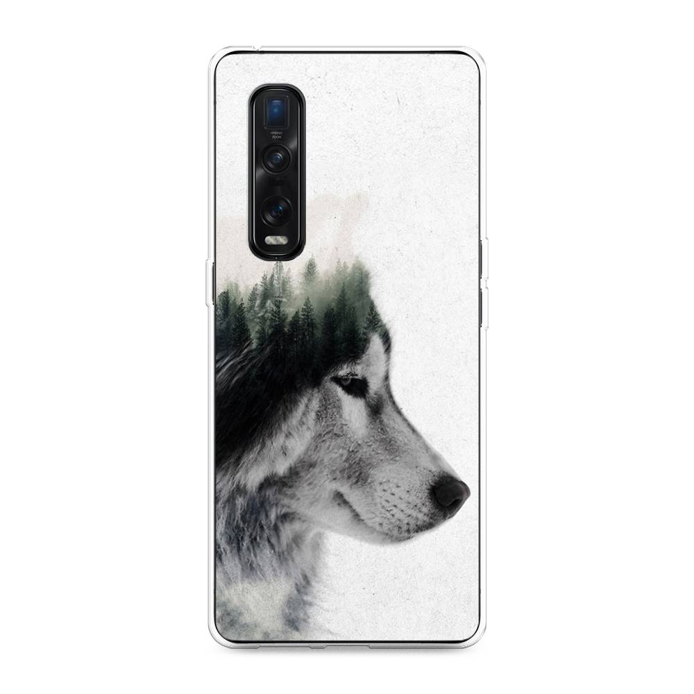 

Чехол для Oppo Find X2 Pro "Волк лес", Серый;белый, 253350-1