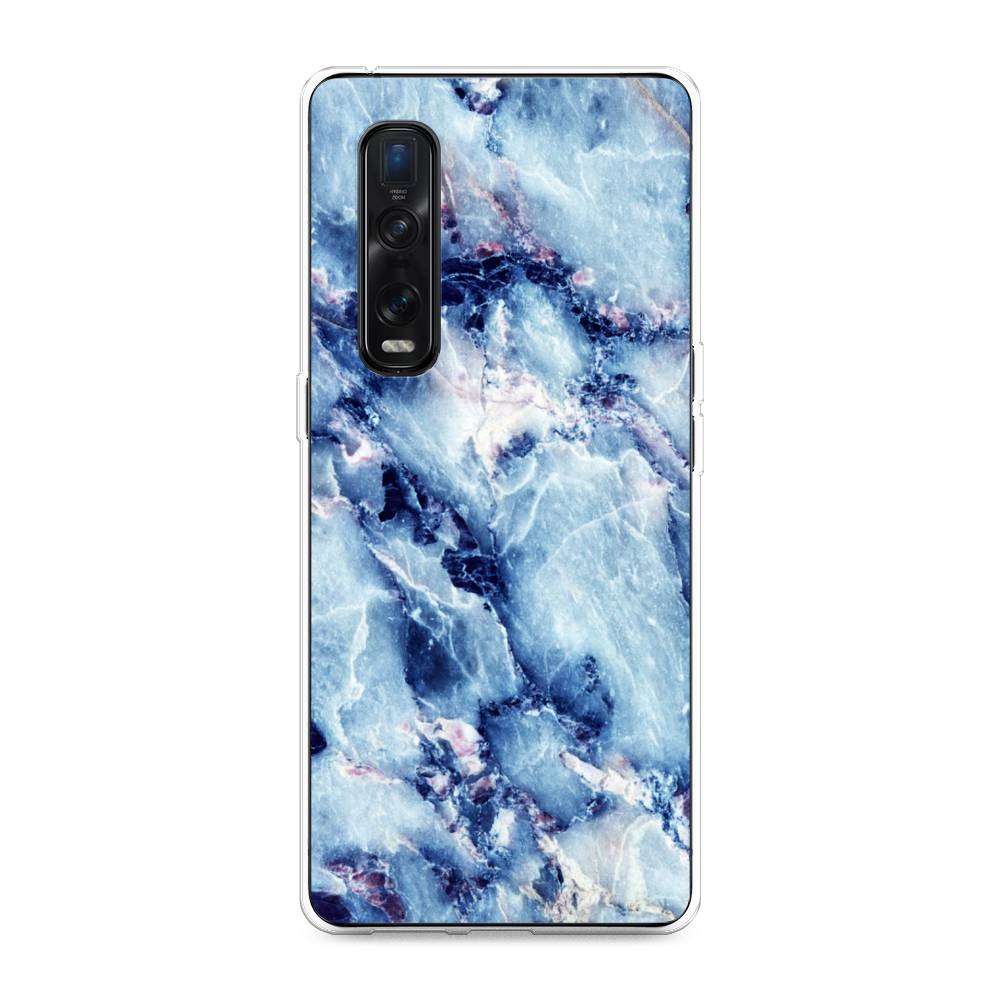 

Чехол на Oppo Find X2 Pro "Мрамор с синими прожилками", Синий, 253350-3