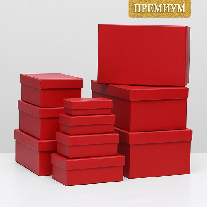 

Набор коробок 10 в 1 30,5 х 20 х 13 - 12 х 6,5 х 4 см Красный, Прямоугольные коробки