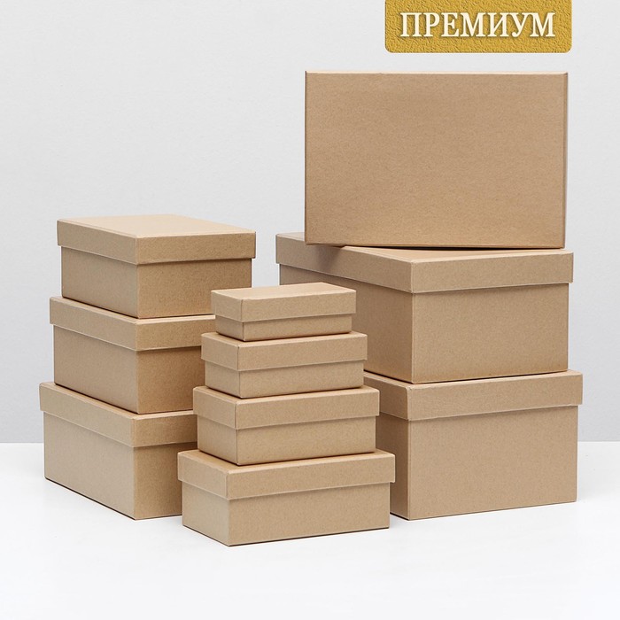

Набор коробок 10 в 1 30,5 х 20 х 13 - 12 х 6,5 х 4 см Крафт, Коробки - заготовки