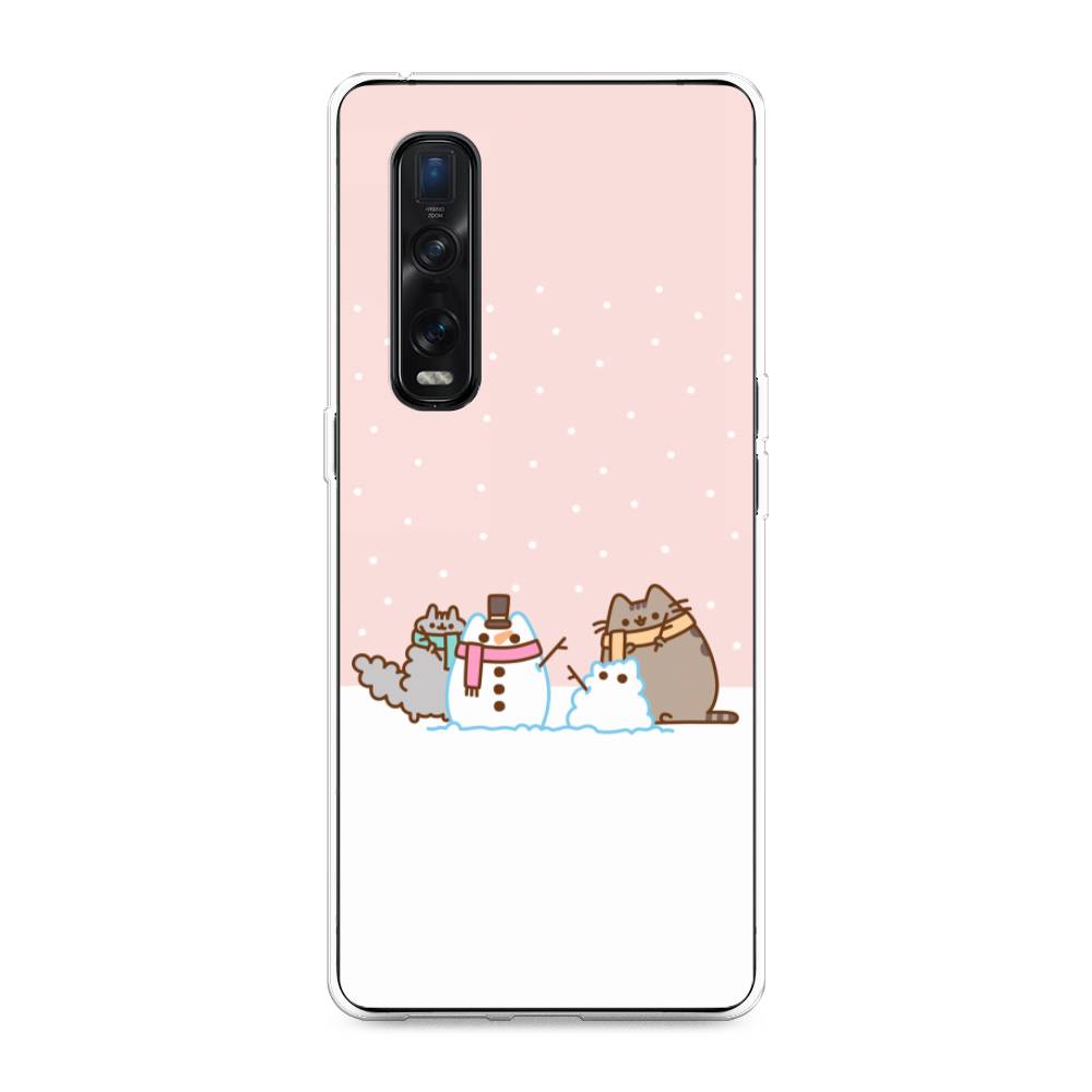 

Чехол для Oppo Find X2 Pro "Котики в снегу", Розовый;белый;серый, 253350-5
