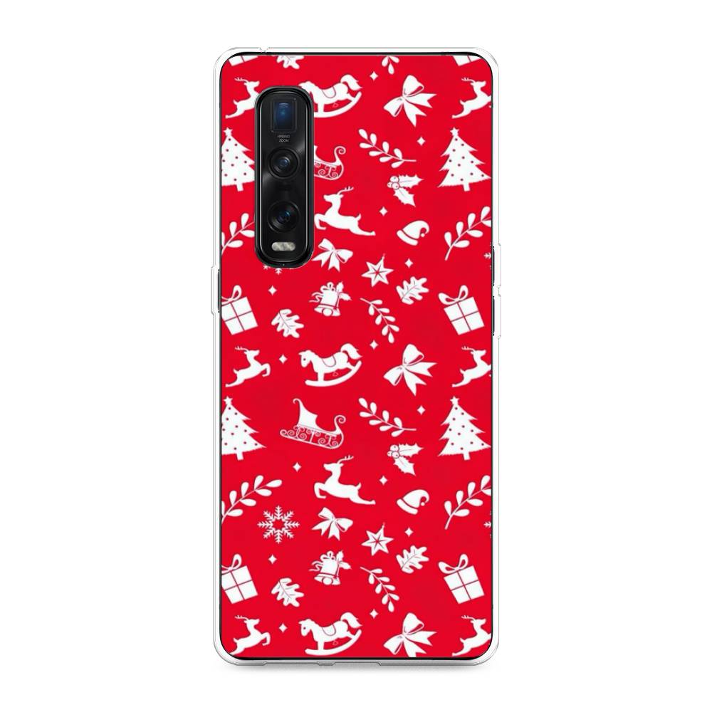 

Чехол для Oppo Find X2 Pro "Красный новогодний фон", Красный;белый, 253350-5