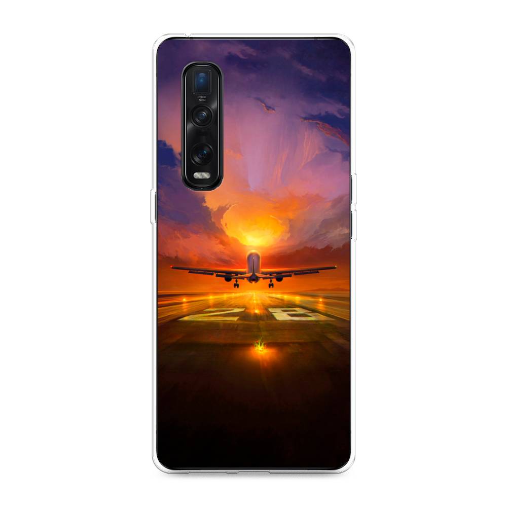 

Чехол для Oppo Find X2 Pro "Самолет на посадке", Оранжевый;синий, 253350-6