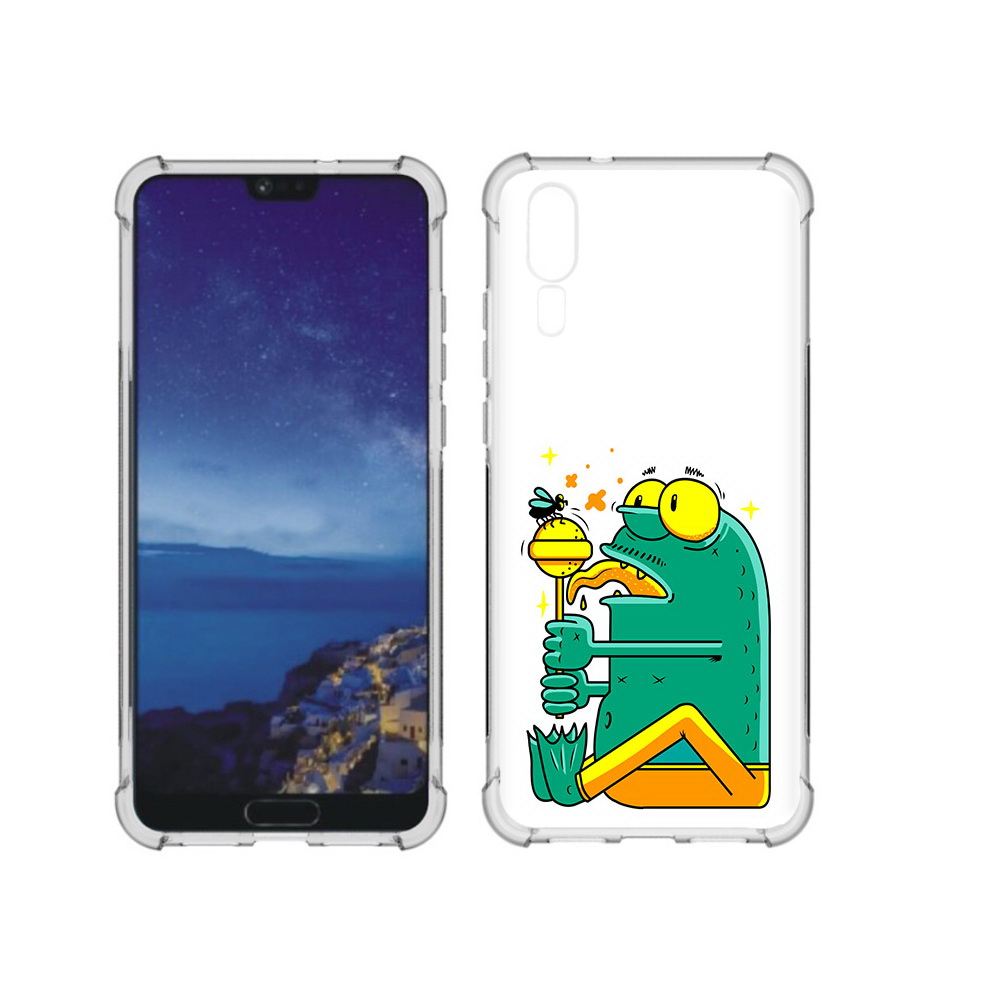 

Чехол MyPads Tocco для Huawei P20 Зеленая лягушка с чупа чупсом (PT108006.52.85), Прозрачный, Tocco