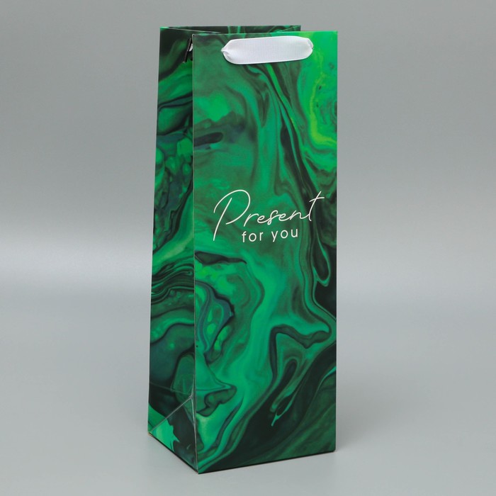 

Пакет ламинированный под бутылку Present for you, 13 x 35 x 10 см, Зеленый