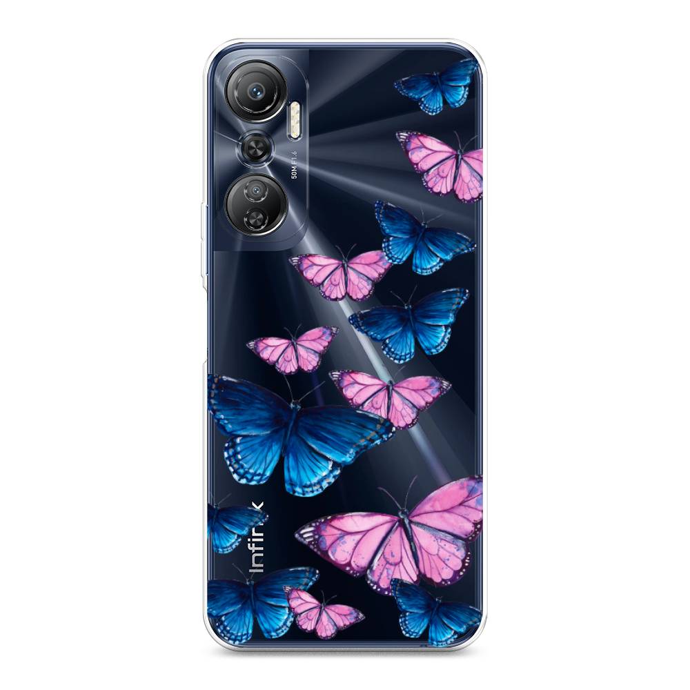 

Чехол Awog на Infinix Hot 20 4G "Полет бабочек", Синий;черный;розовый, 3103150-2