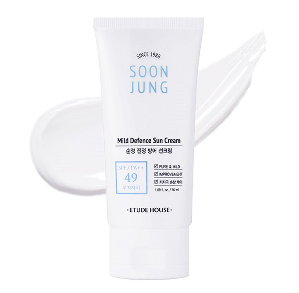 фото Солнцезащитный крем с уф-фильтрами etude house soonjung mild defence sun cream spf49/pa++