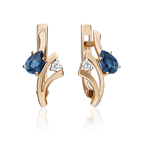 

Серьги из красного золота с сапфиром/бриллиантом PLATINA jewelry 02-0373-00-105-1110-30, 02-0373-00-105-1110-30