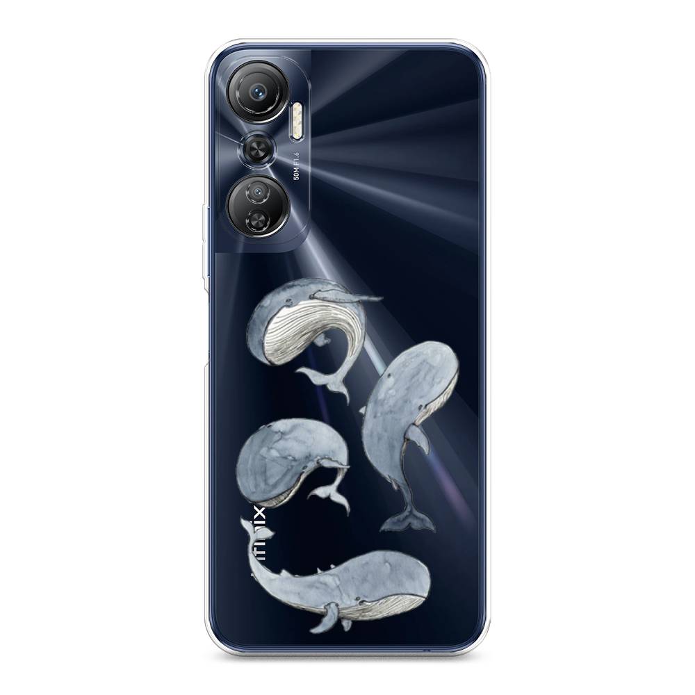 

Чехол Awog на Infinix Hot 20 4G "Киты", Голубой;белый;прозрачный, 3103150-1