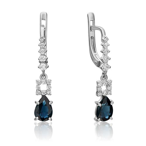 

Серьги из белого золота с сапфиром/бриллиантом PLATINA jewelry 02-0659-00-105-1120-30, 02-0659-00-105-1120-30