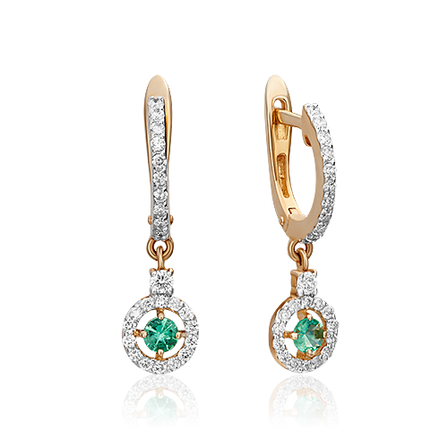 

Серьги из красного золота с изумрудом/бриллиантом PLATINA jewelry 02-0862-00-106-1110-30, 02-0862-00-106-1110-30