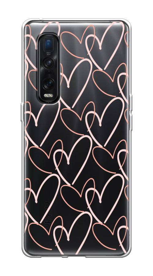 

Чехол на Oppo Find X2 Pro "Узор из сердечек", Розовый;бежевый, 253350-6