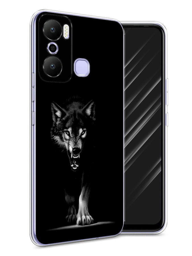 

Чехол Awog на Infinix Hot 20 Play "Волк выходит из ночи", Серый;черный;белый, 3103550-1
