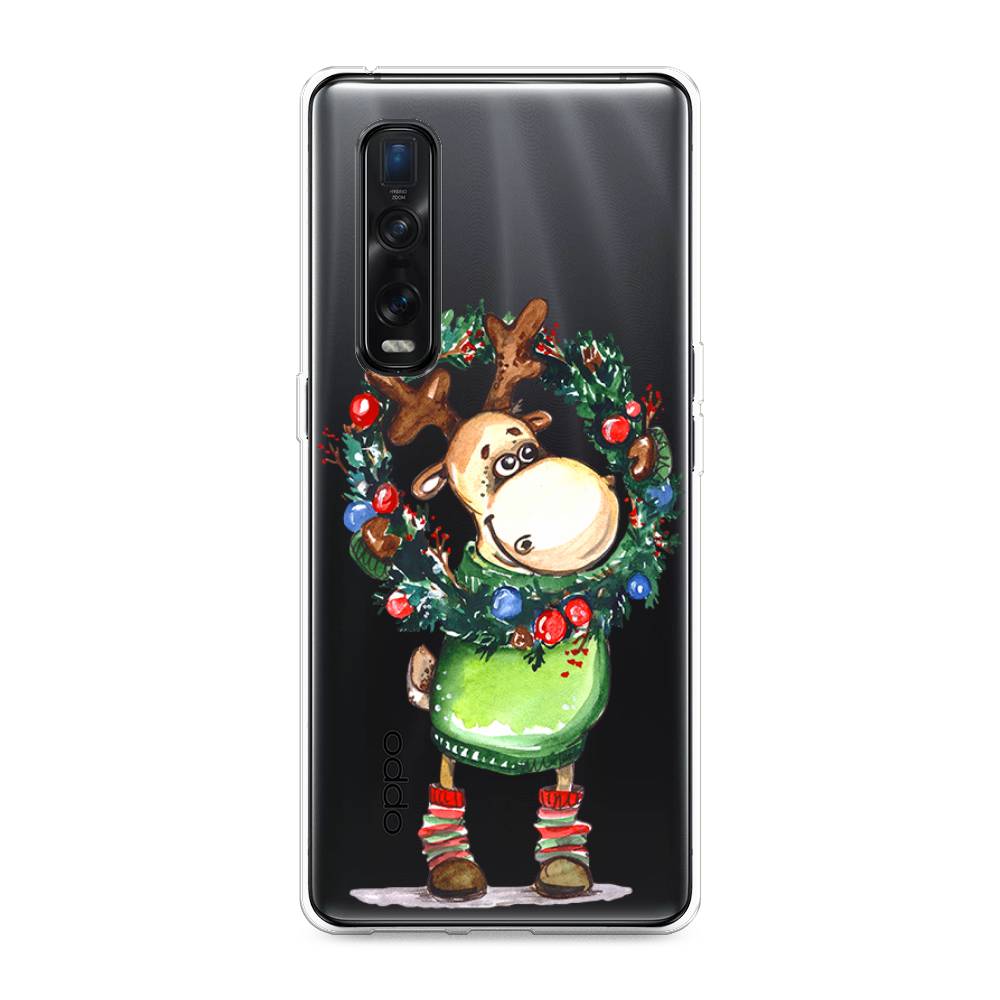 

Чехол для Oppo Find X2 Pro "Олень с новогодним венком", 253350-4