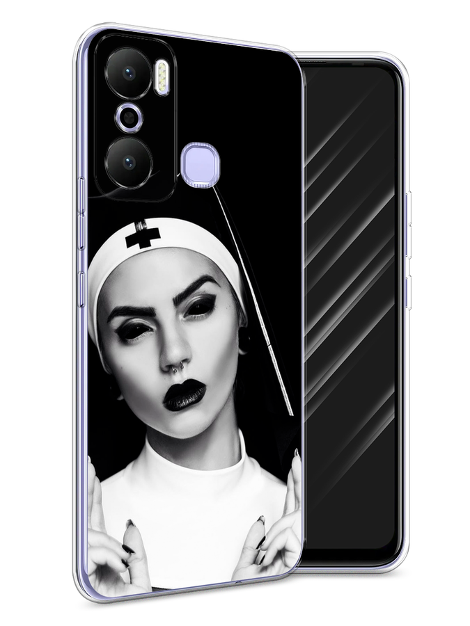 

Чехол Awog на Infinix Hot 20 Play "Черная монашка", Серый;черный, 3103550-9