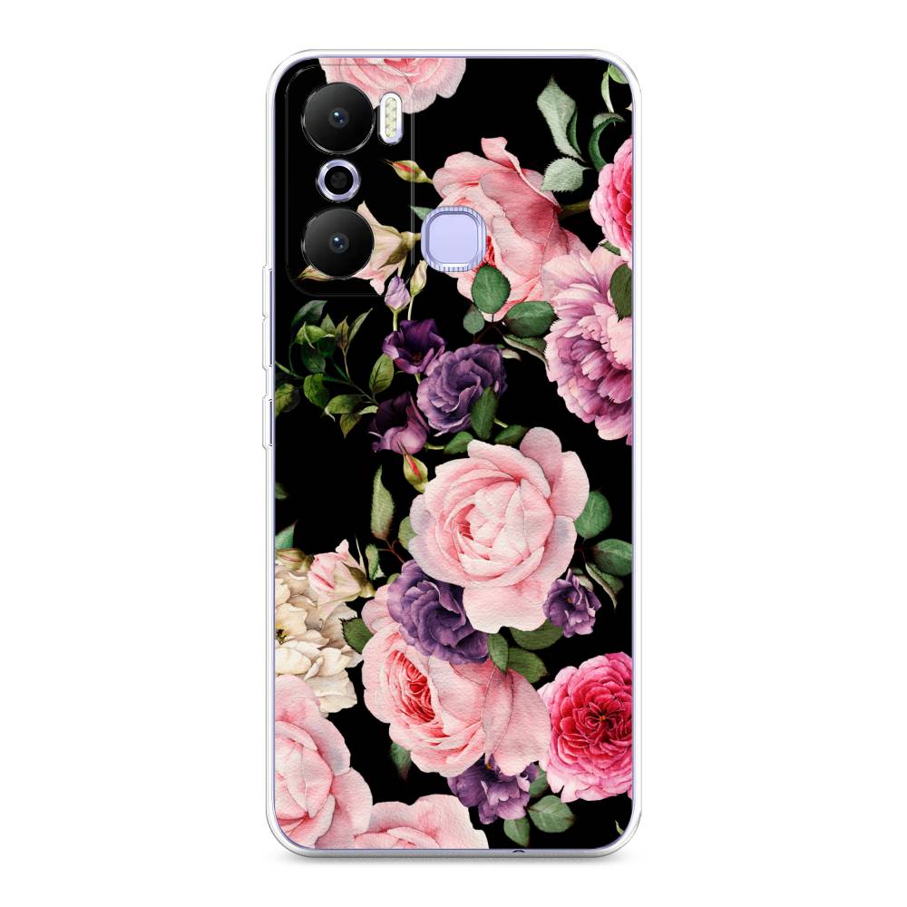 

Чехол Awog на Infinix Hot 20 Play "Пионы для черном", Черный;розовый;зеленый, 3103550-8