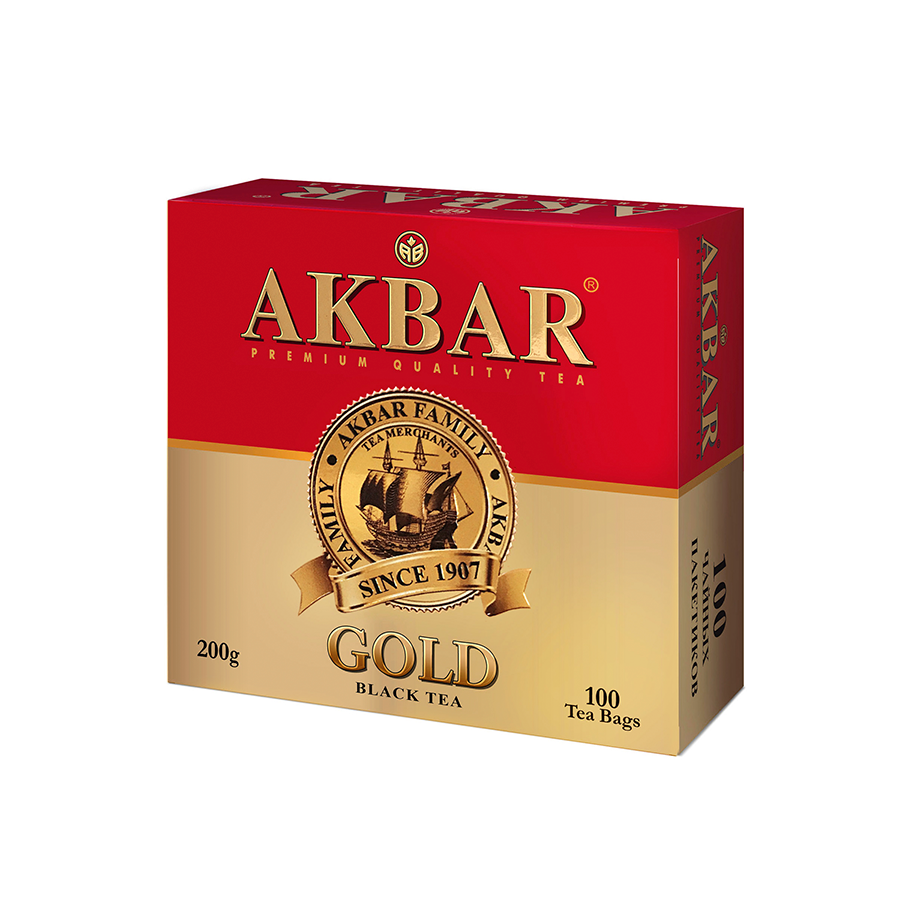 Чай Акбар черный Gold 100 пакетиков