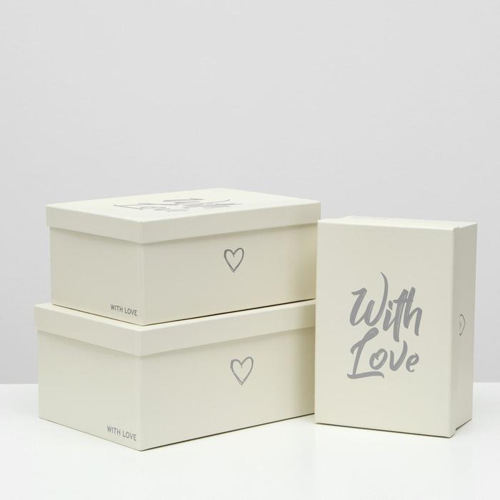

Набор коробок 3 в 1, "With love", бел. 32 x 23 x 15 - 26 x 18 x 11 см, Прямоугольные коробки