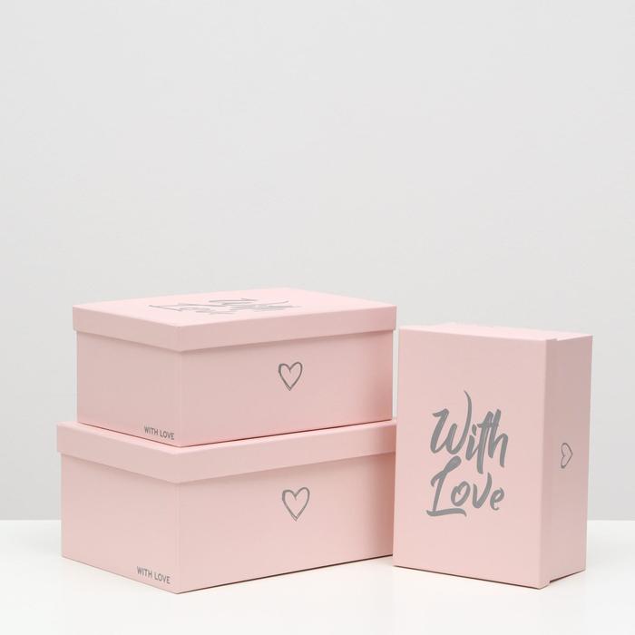 

Набор коробок 3 в 1, "With love", розов. 32 x 23 x 15 - 26 x 18 x 11 см, Прямоугольные коробки