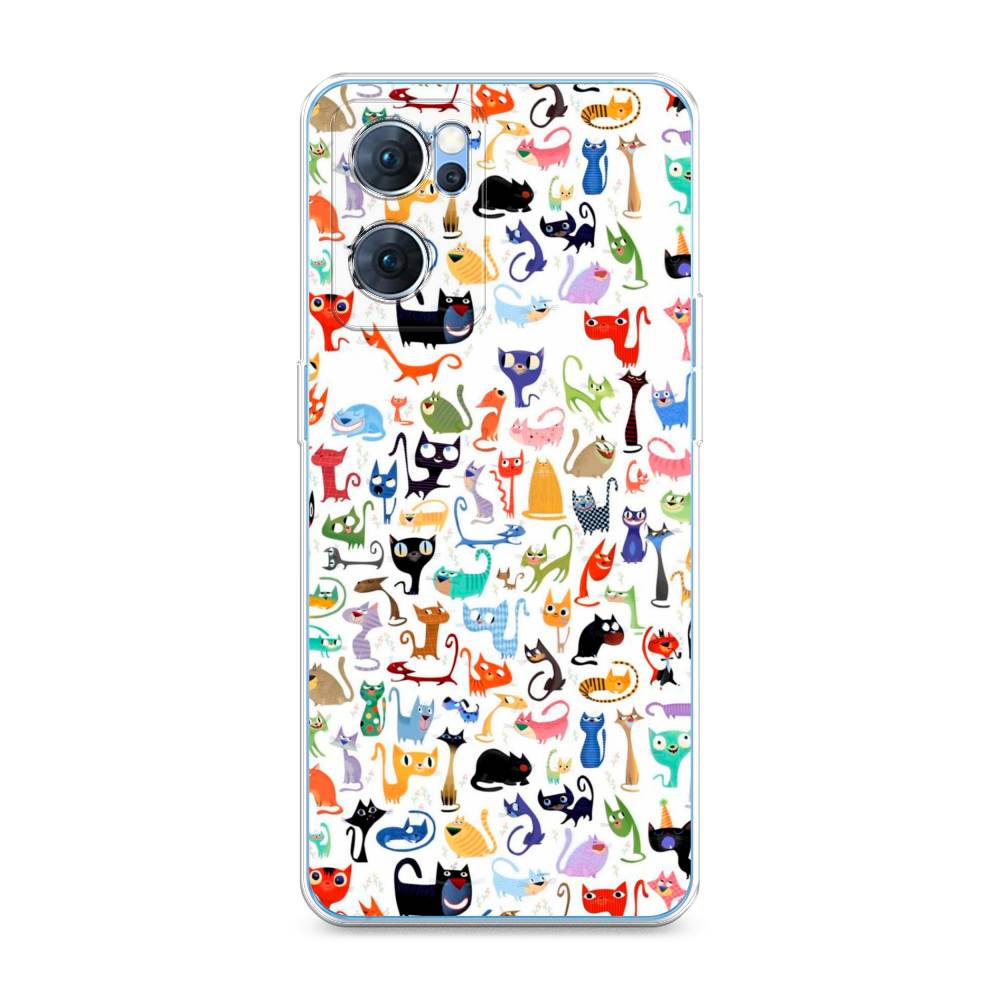 

Чехол для Oppo Reno 7 5G "Цветные коты", Разноцветный, 258150-1