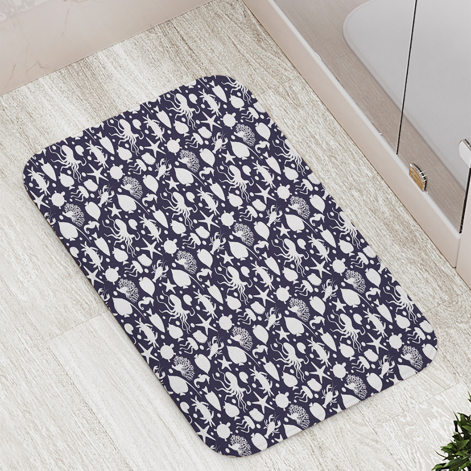 

Коврик JoyArty "Трафаретный подводный мир" для ванной сауны бассейна 77х52 см, Трафаретный подводный мир