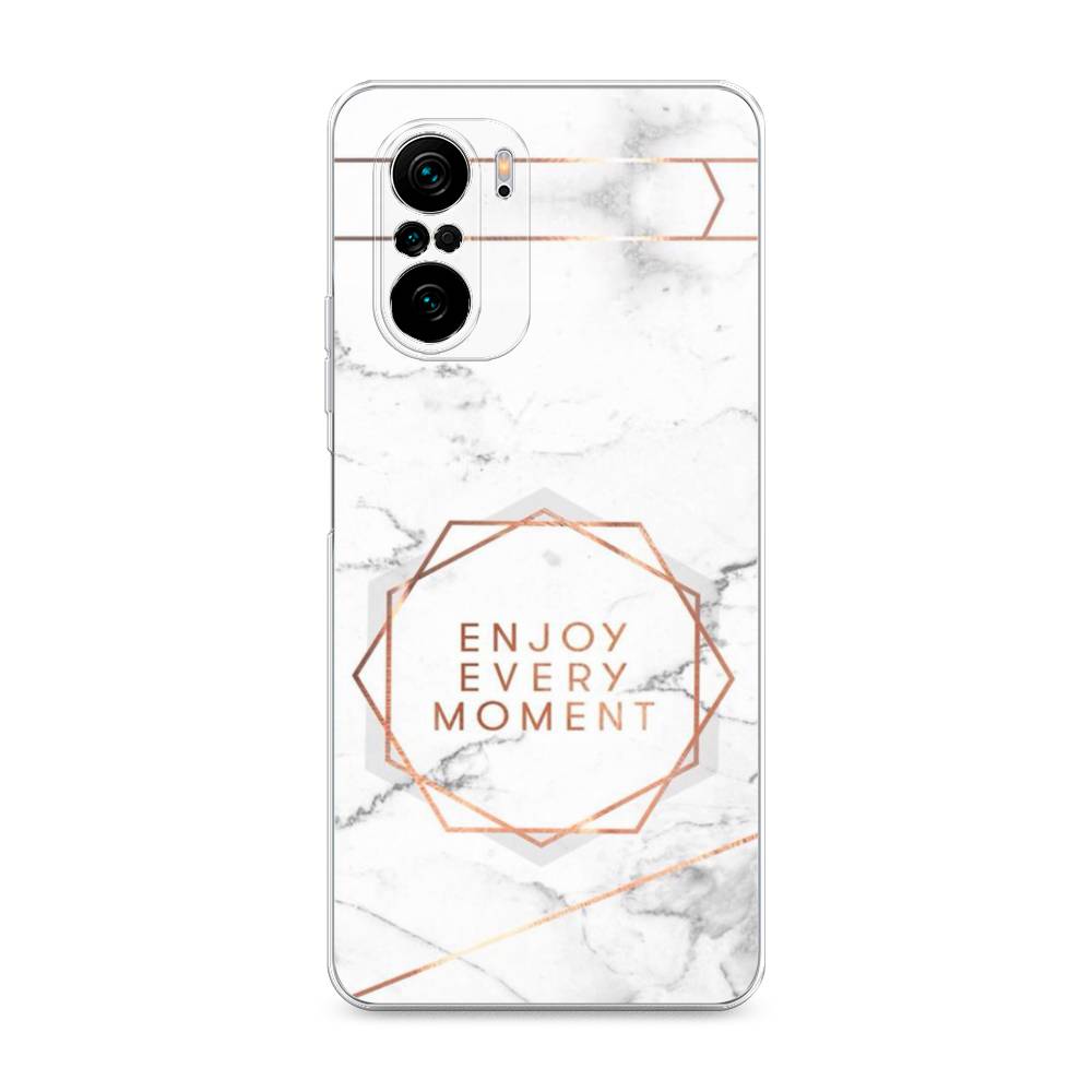 фото Силиконовый чехол "enjoy every moment мрамор" на xiaomi poco f3 awog