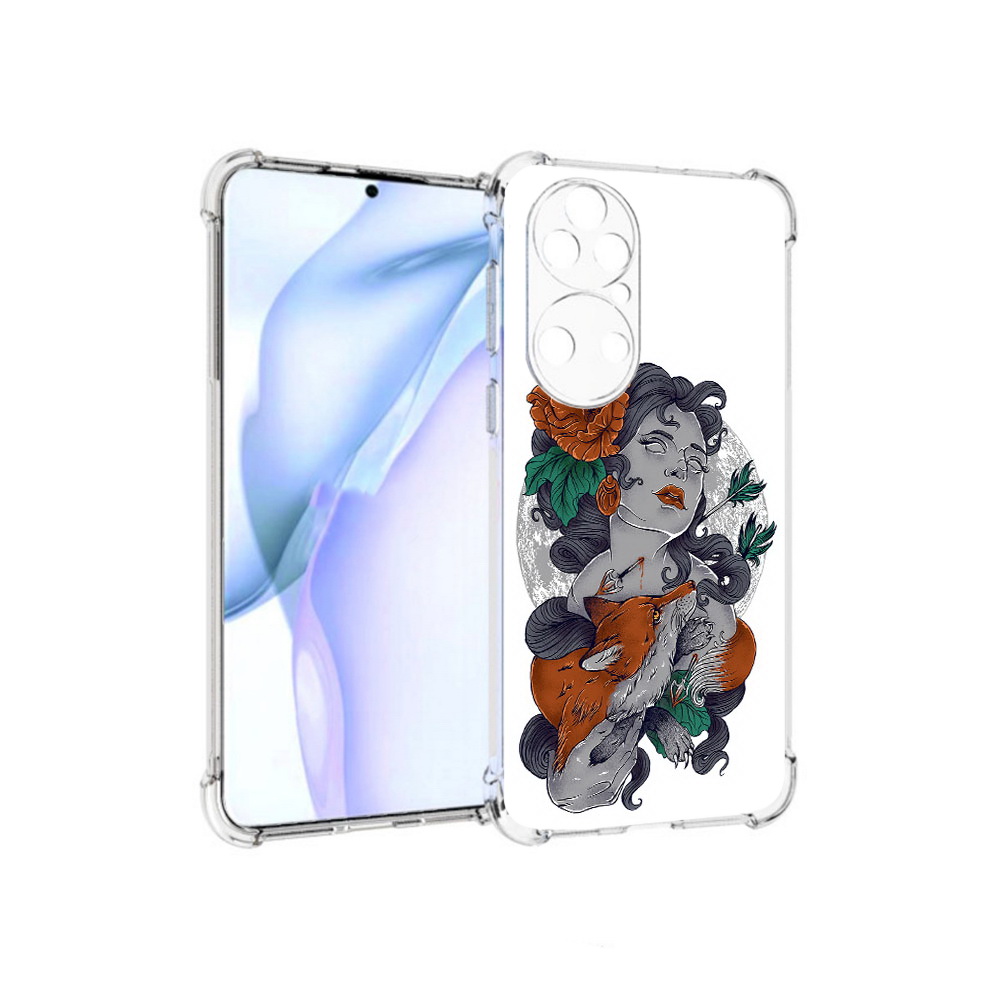 

Чехол MyPads Tocco для Huawei P50 темная девушка с лисой, Прозрачный, Tocco