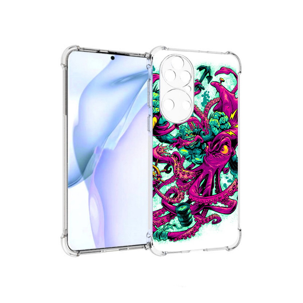 

Чехол MyPads Tocco для Huawei P50 фиолетовый кракен, Прозрачный, Tocco