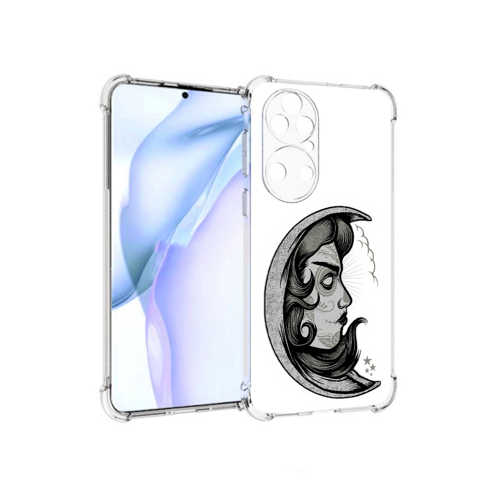

Чехол MyPads Tocco для Huawei P50 черно белая луна с лицом, Прозрачный, Tocco