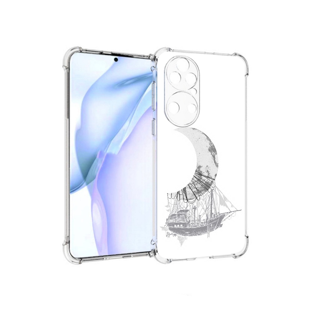 

Чехол MyPads Tocco для Huawei P50 черно белый корабль полумесяц, Прозрачный, Tocco