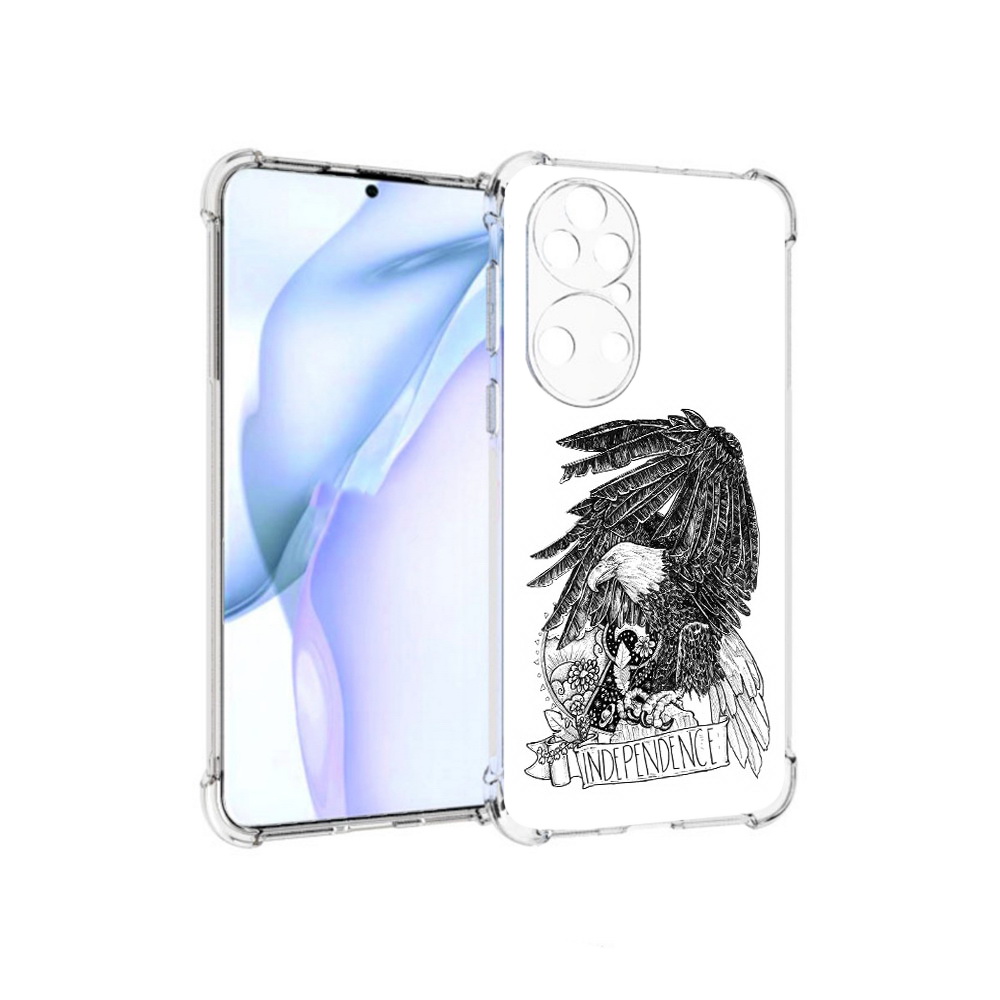 

Чехол MyPads Tocco для Huawei P50 черно белый сокол, Прозрачный, Tocco