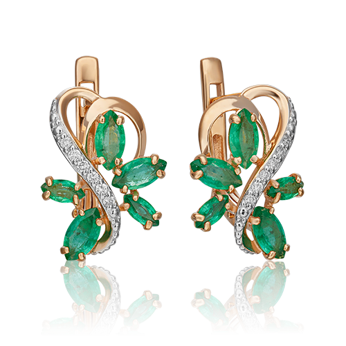 

Серьги из красного золота с бриллиантом/изумрудом PLATINA jewelry 02-0908-00-106-1110-30, 02-0908-00-106-1110-30