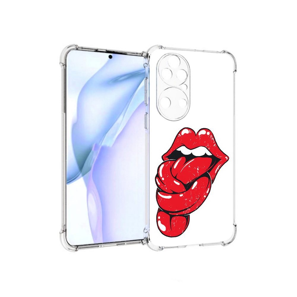 

Чехол MyPads Tocco для Huawei P50 яркие губы с языком, Прозрачный, Tocco