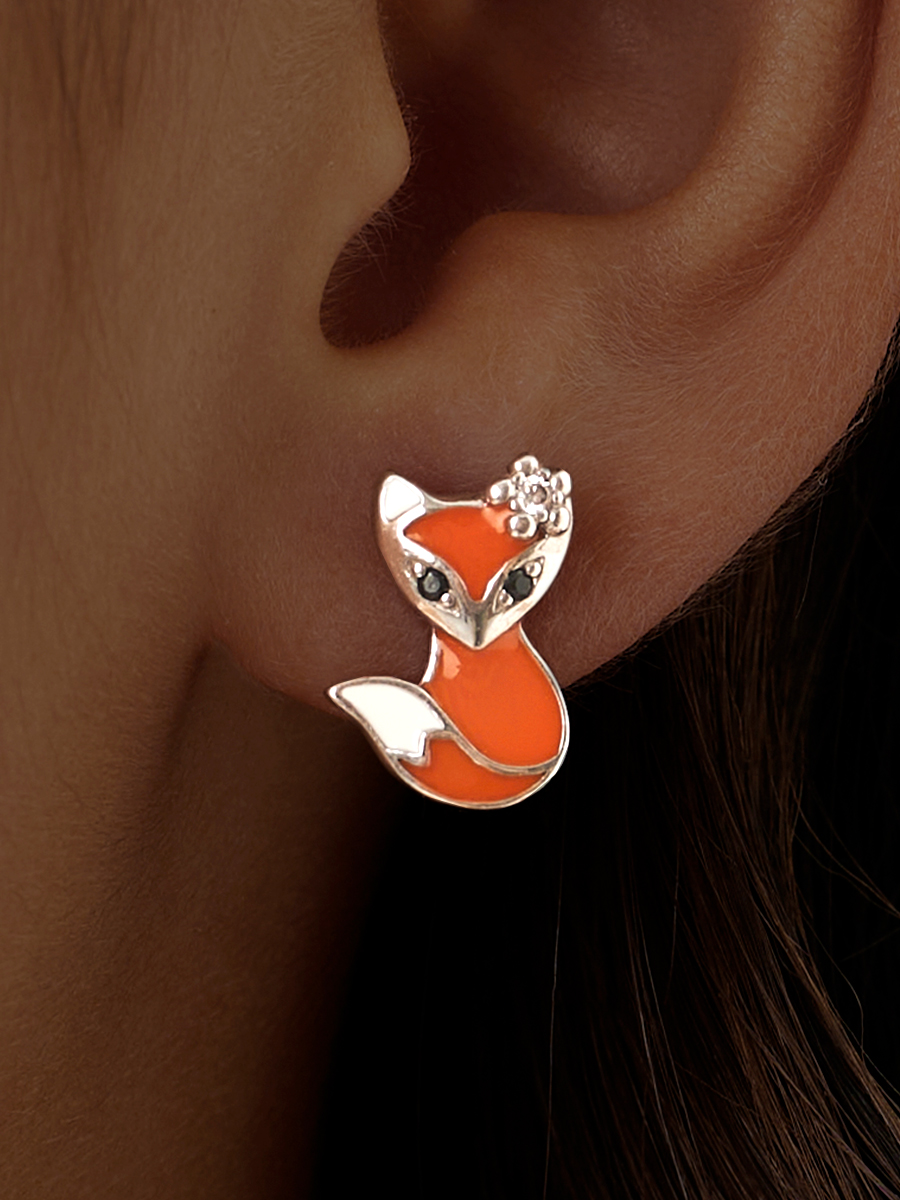 

Серьги из серебра ЮВЕЛИР КАРАТ 28210033/9бг-орг, эмаль, 28210033/9бг-орг