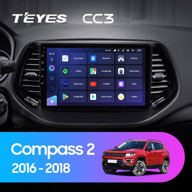 Штатная магнитола Teyes CC3 432 Jeep Compass 2 MP 2016-2018 3680000₽