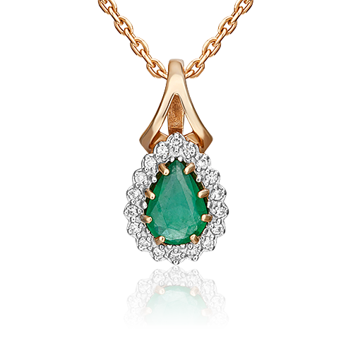 

Подвеска из красного золота с изумрудом/бриллиантом PLATINA jewelry 03-0020-00-106-1110-30, 03-0020-00-106-1110-30