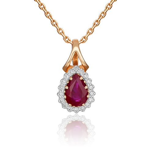 

Кулон из красного золота PLATINA jewelry 03-0020-00-107-1110-30, рубин/бриллиант, 03-0020-00-107-1110-30