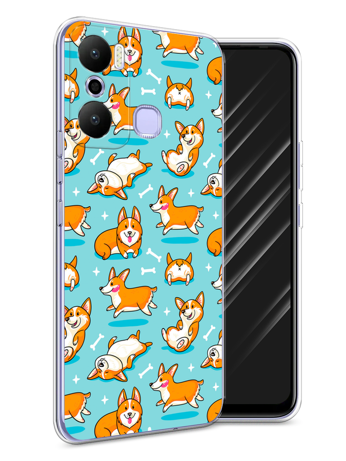 

Чехол Awog на Infinix Hot 20 Play "Веселые корги", Коричневый, 3103550-2